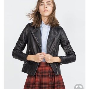 Zara side zip Leather Jacket